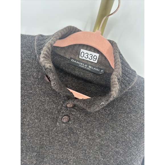 Daniele Blasi Italy Wool Blend Sweater Mens M Collared Neck Brown Marled Knit - Picture 1 of 6